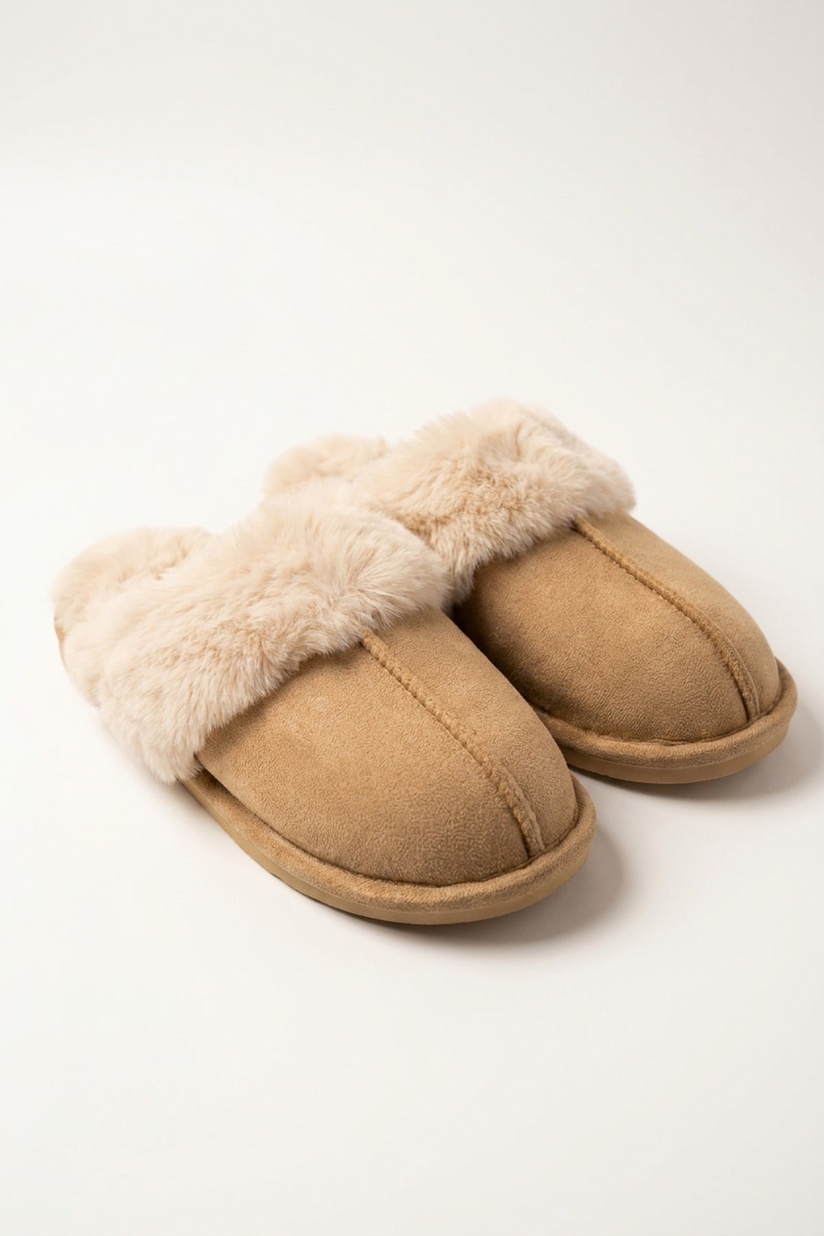 Aspen Faux Suede Mule Slippers - Beige