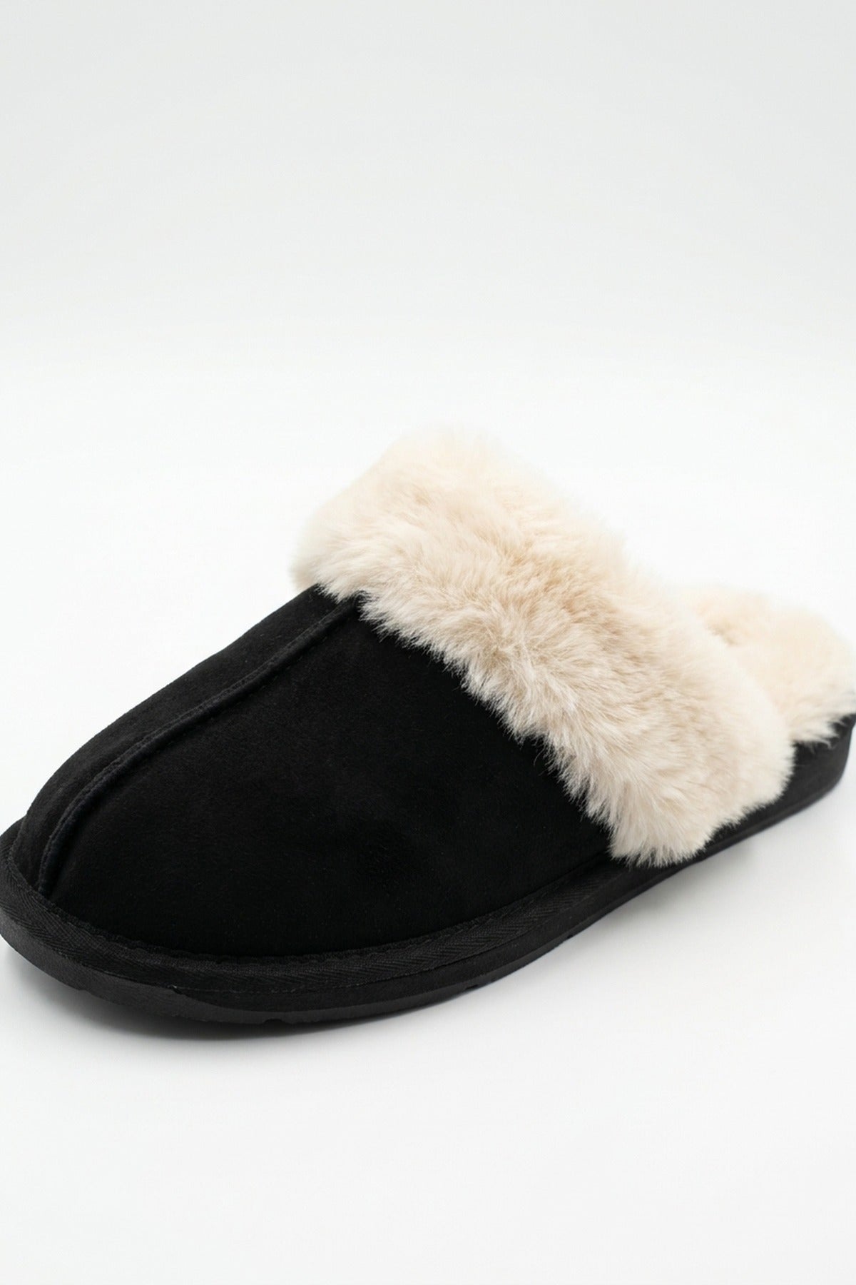 Aspen Faux Suede Mule Slippers - Black