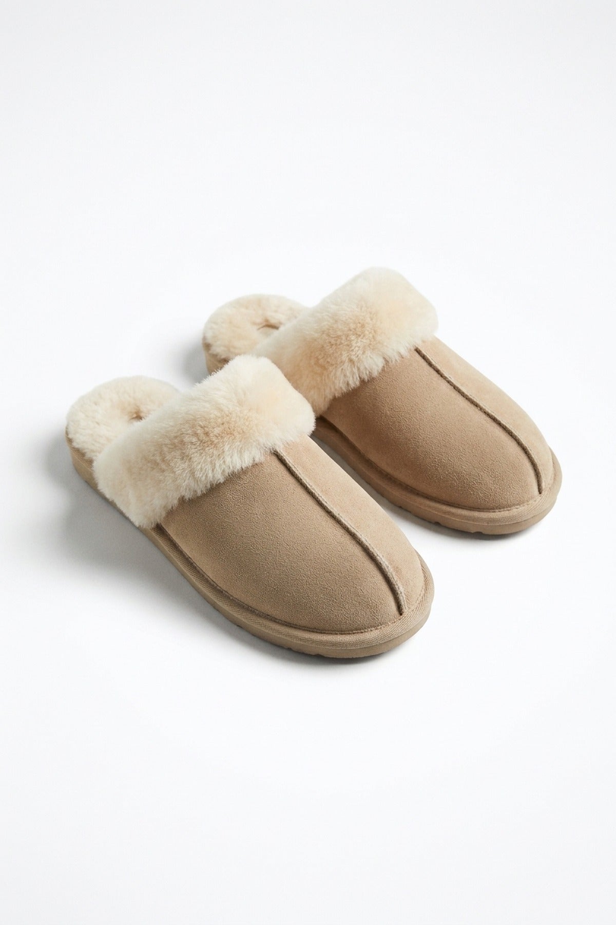 Aspen Faux Suede Mule Slippers - Khaki