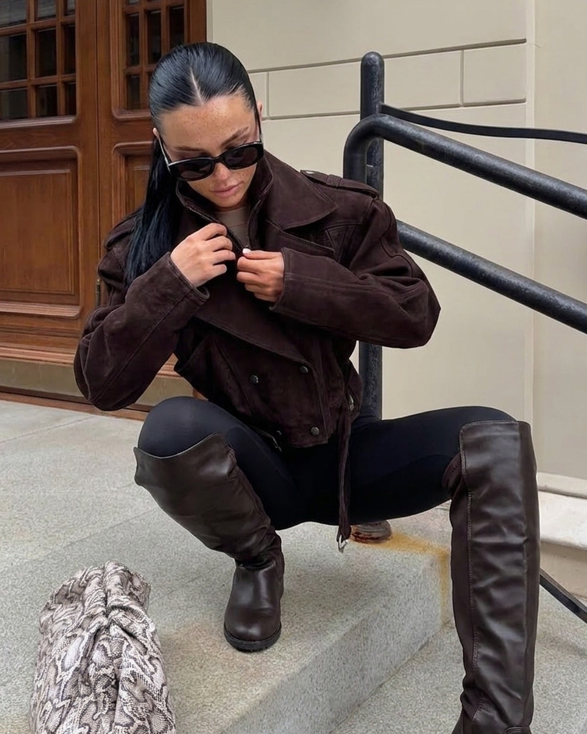 Tatiana Faux Leather Over The Knee Flat Boots