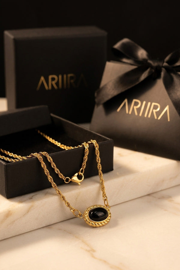 Gold Rabban Agate Stone Layered Necklace
