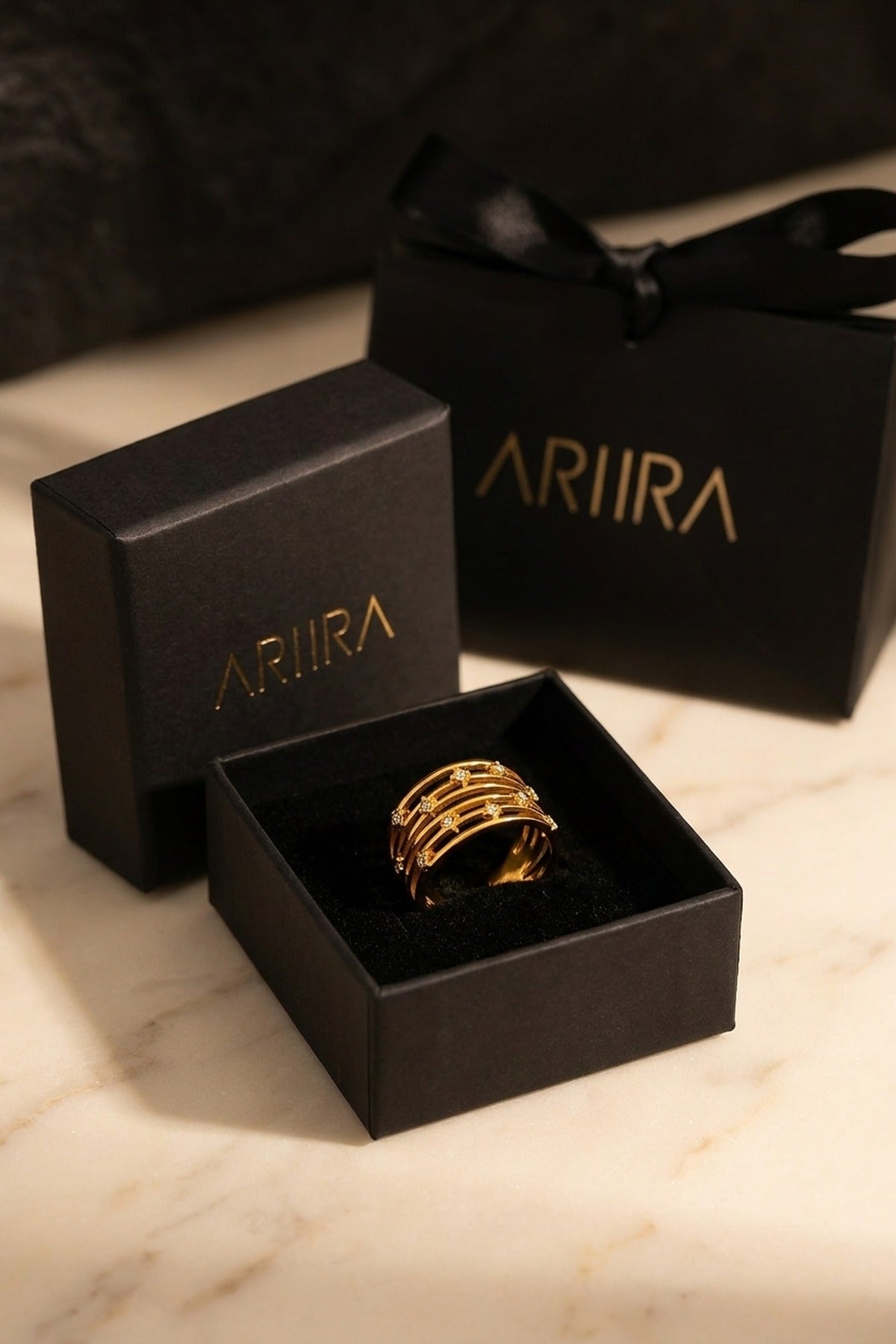 gold Damak Multi Layer Zircon Rings