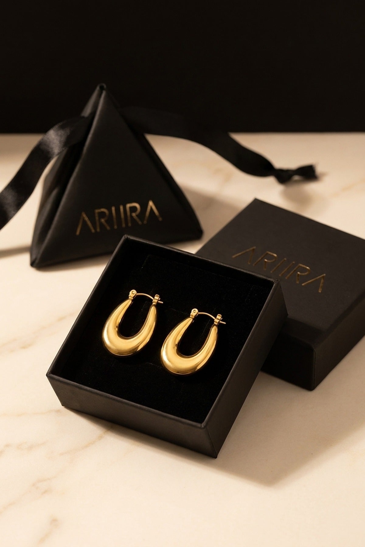 Gold Rimsha U Shaped Chunky Hoop Earrings
