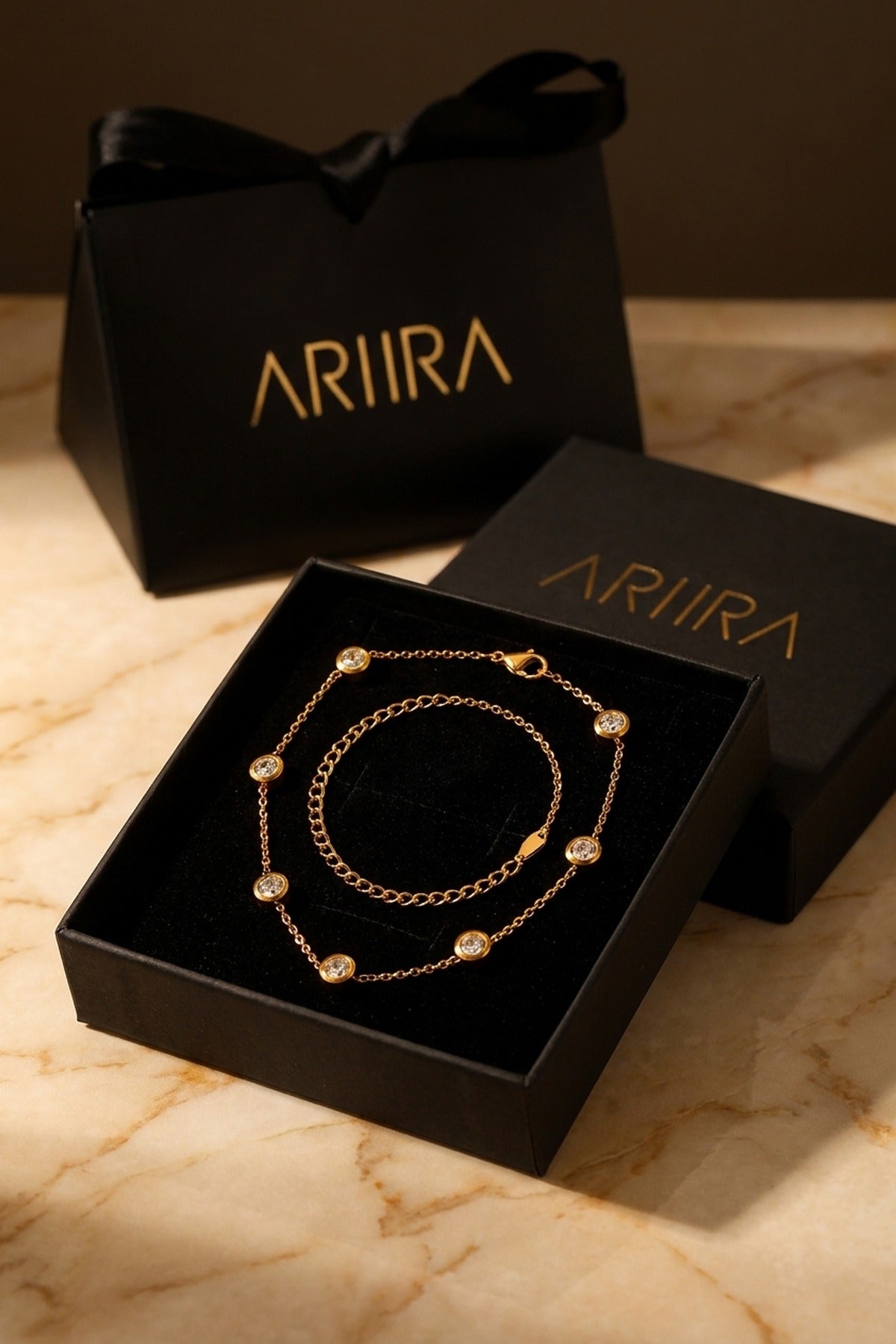 gold Izmir Zircon Charm Necklace