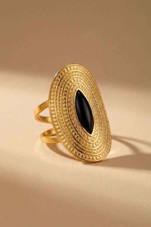 Emaar Oval Open Ring - Black