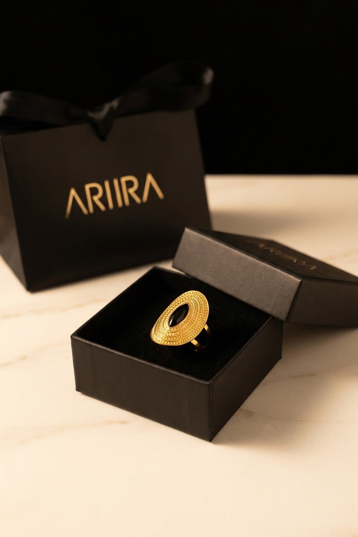 Emaar Oval Open Ring - Black
