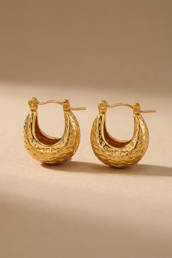 Gold Tova Gold Tone Textured Crescent Hoop