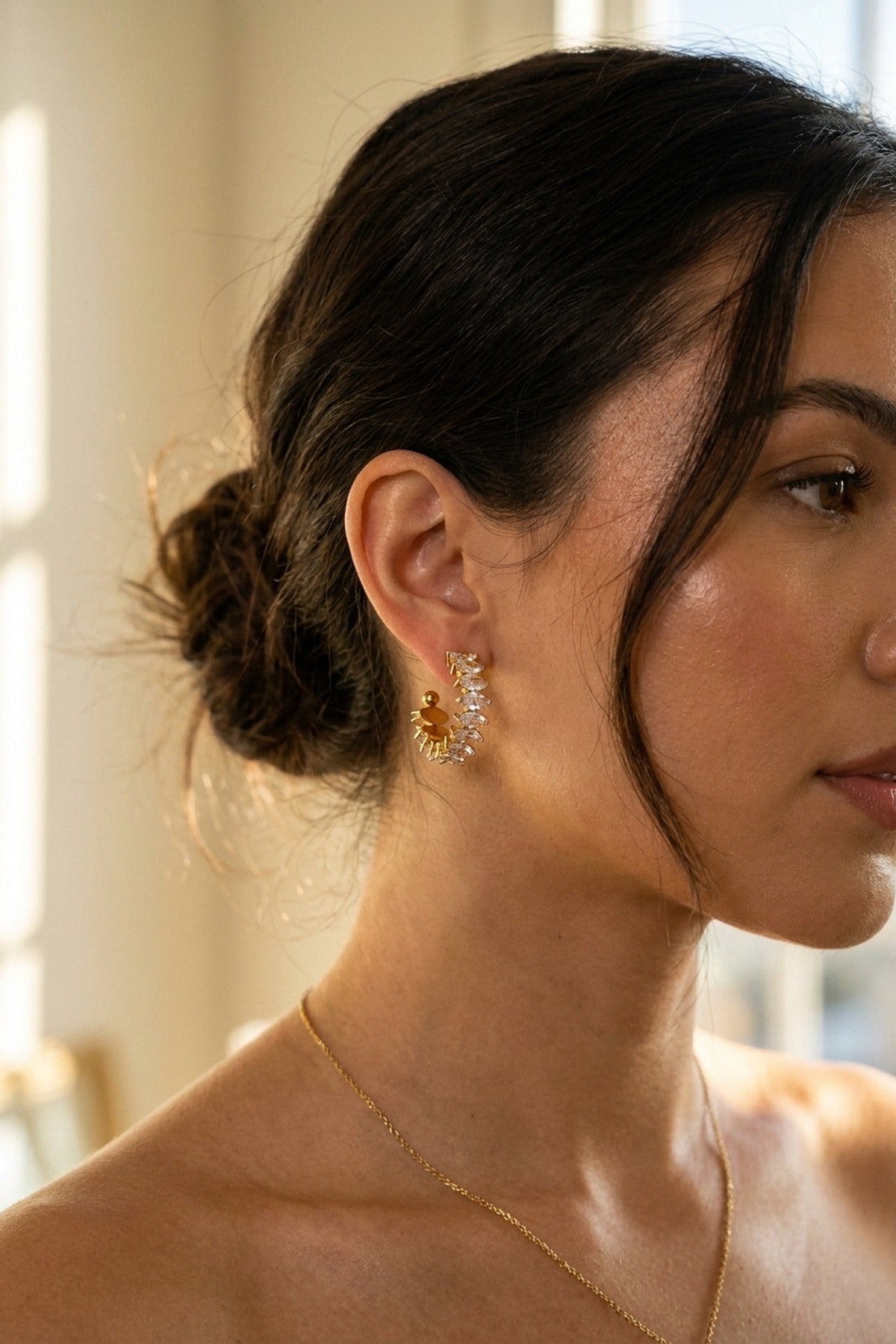 Twyla Marquise Crystal C Hoop Earrings - Gold