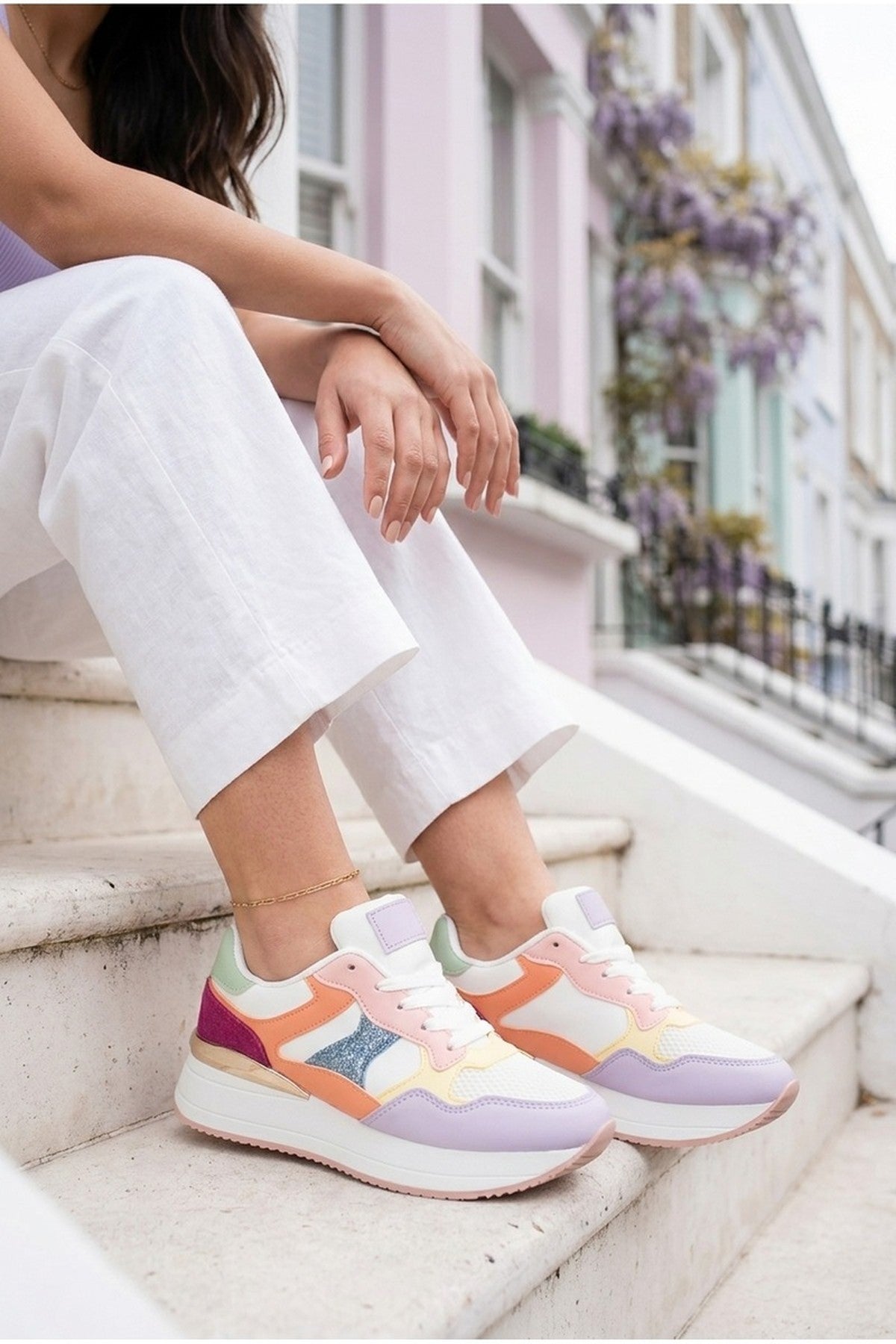 Amber Womens Chunky Platform Trainers - Pink