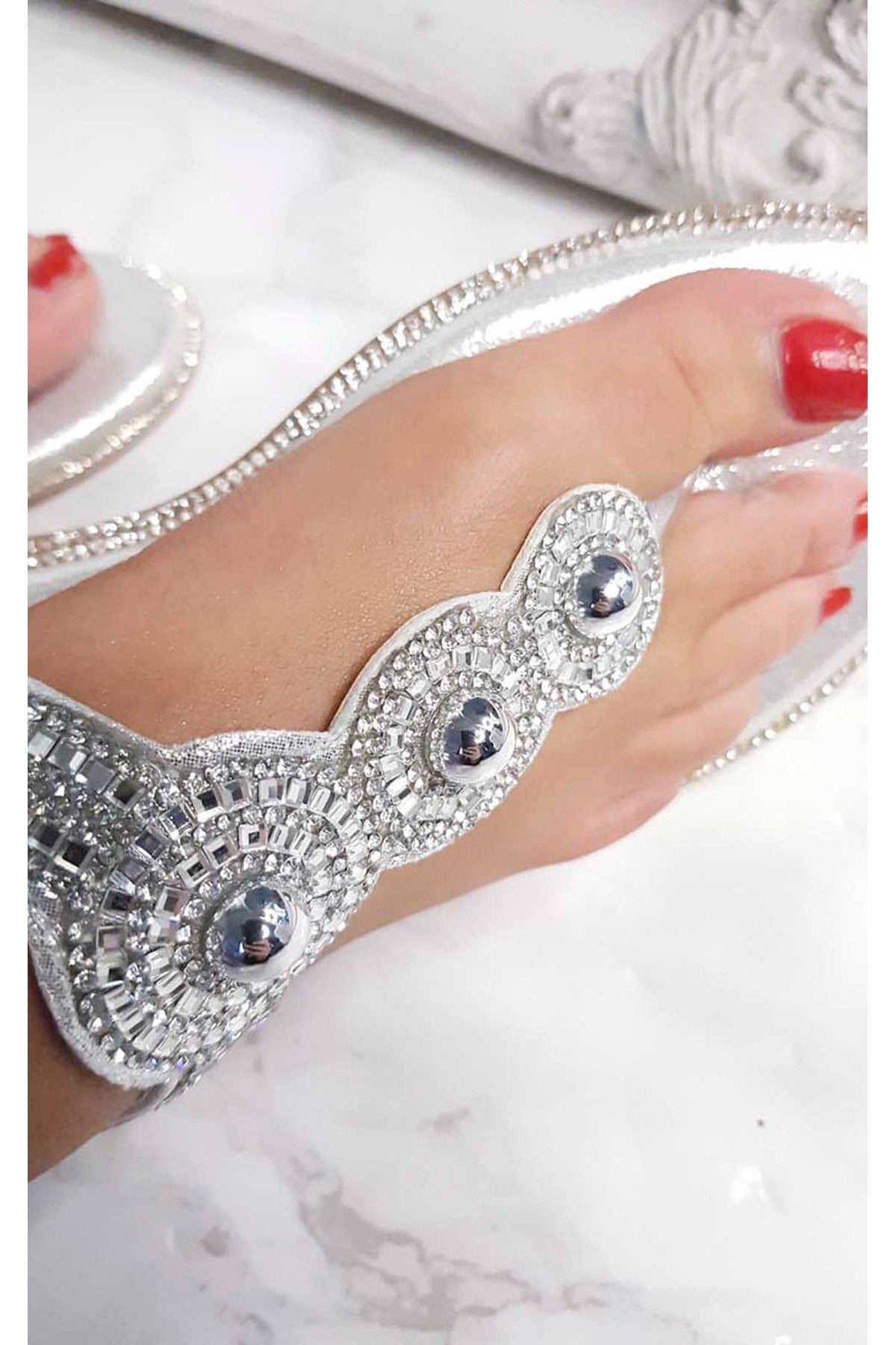 Amerie Diamante Embellished Sandals - SILVER