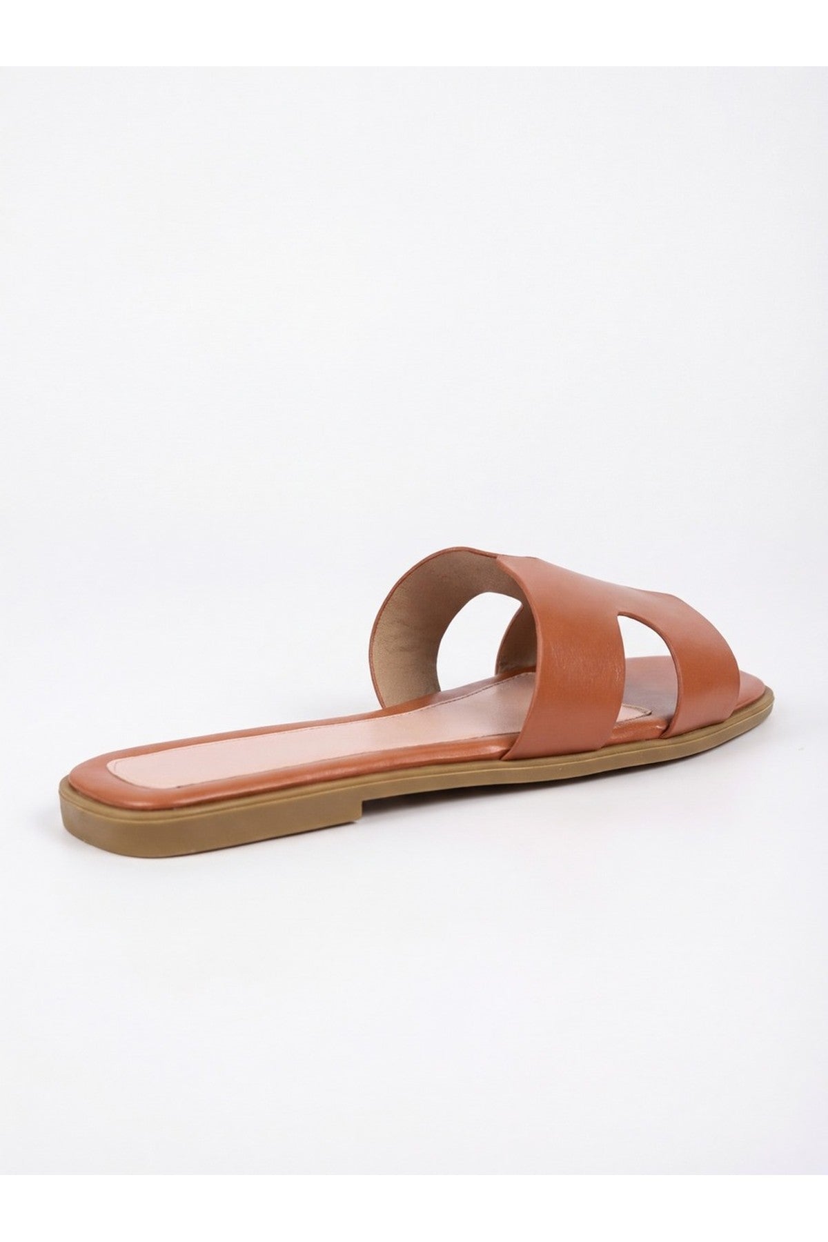 Aria Womens H-Strap Flat Slide Sandals - TAN