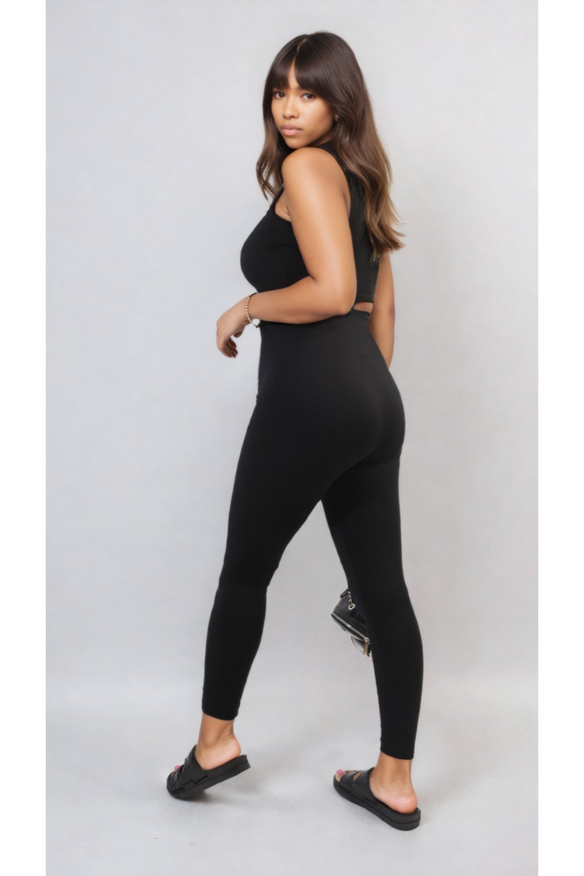 Braylee High Waisted Wide Band Leggings - BLACK