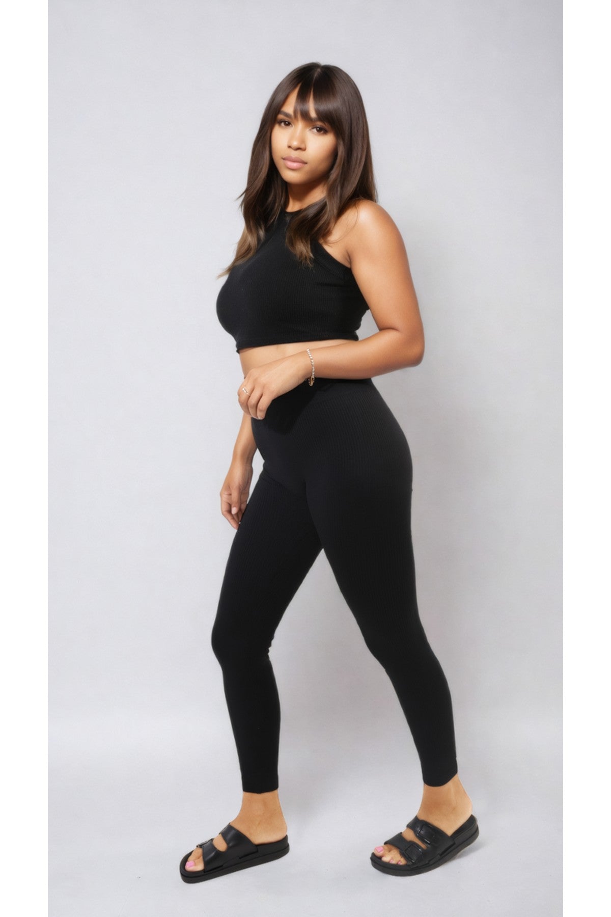 Braylee High Waisted Wide Band Leggings - BLACK