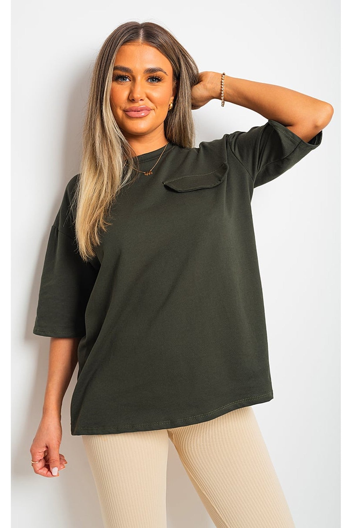 Camryn Oversized Cargo T-Shirt - ARMY