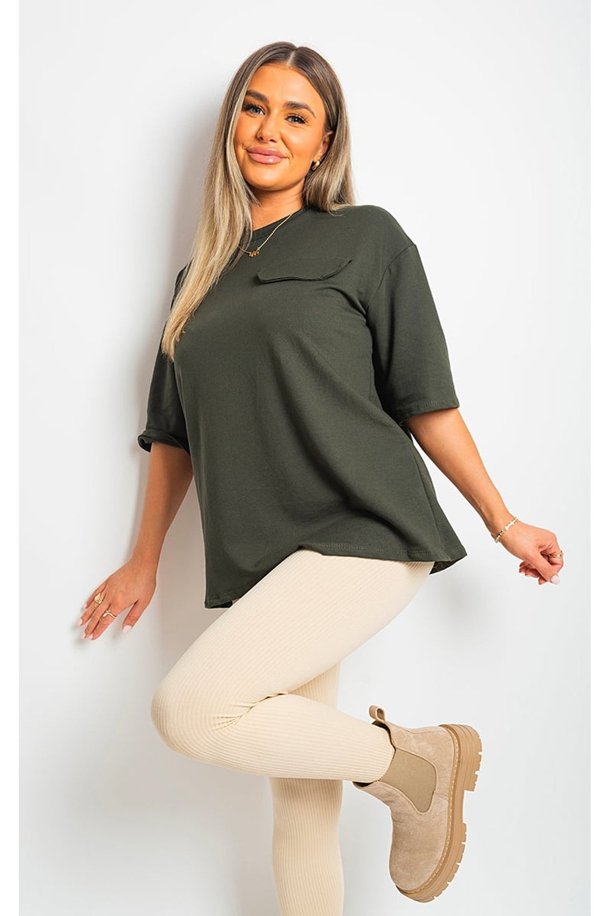 Camryn Oversized Cargo T-Shirt - ARMY