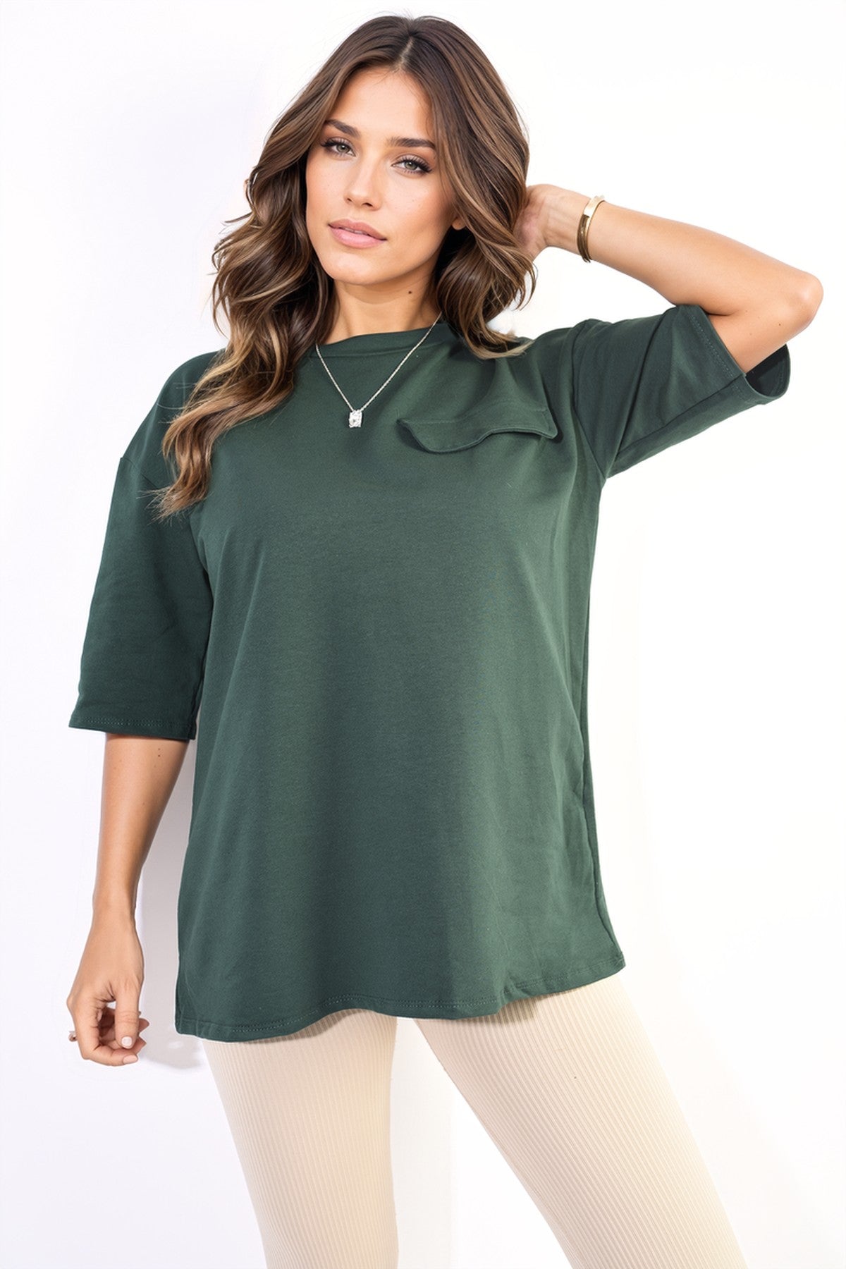 Camryn Oversized Cargo T-Shirt - DARK GREEN
