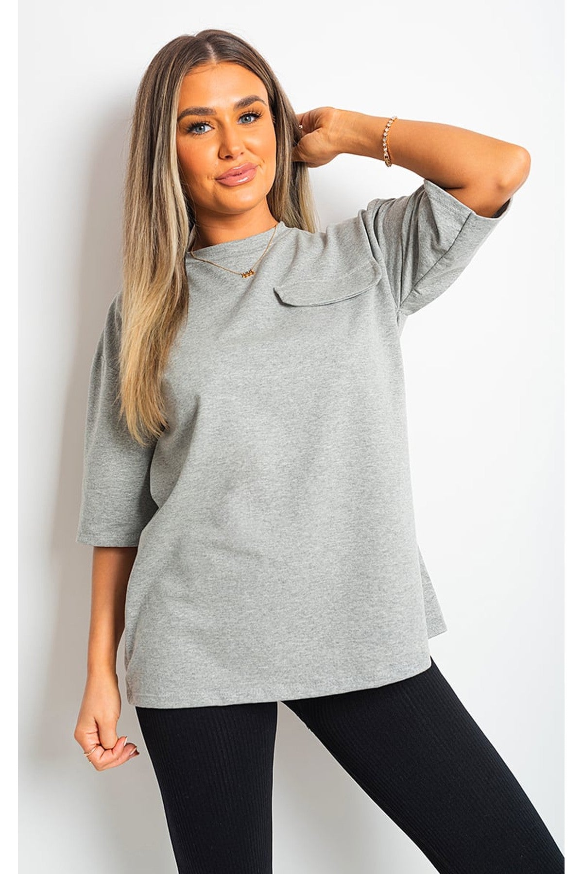 Camryn Oversized Cargo T-Shirt - GREY