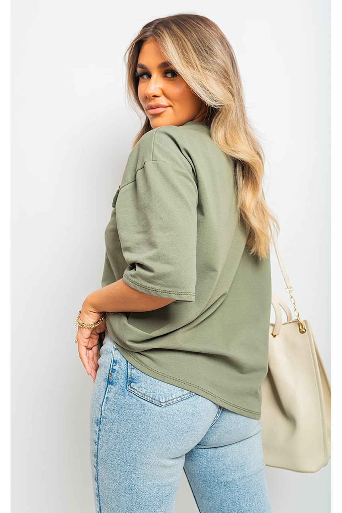 Camryn Oversized Cargo T-Shirt - KHAKI