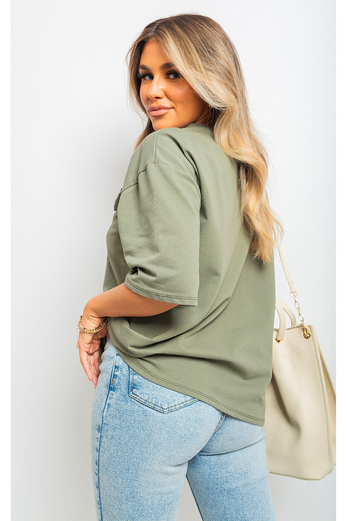 Camryn Oversized Cargo T-Shirt - KHAKI