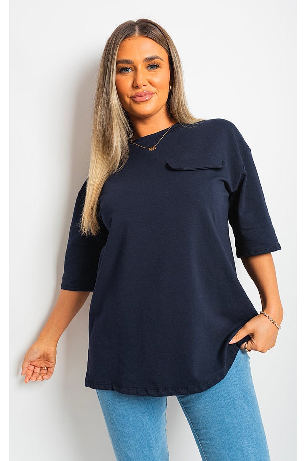 Camryn Oversized Cargo T-Shirt - NAVY