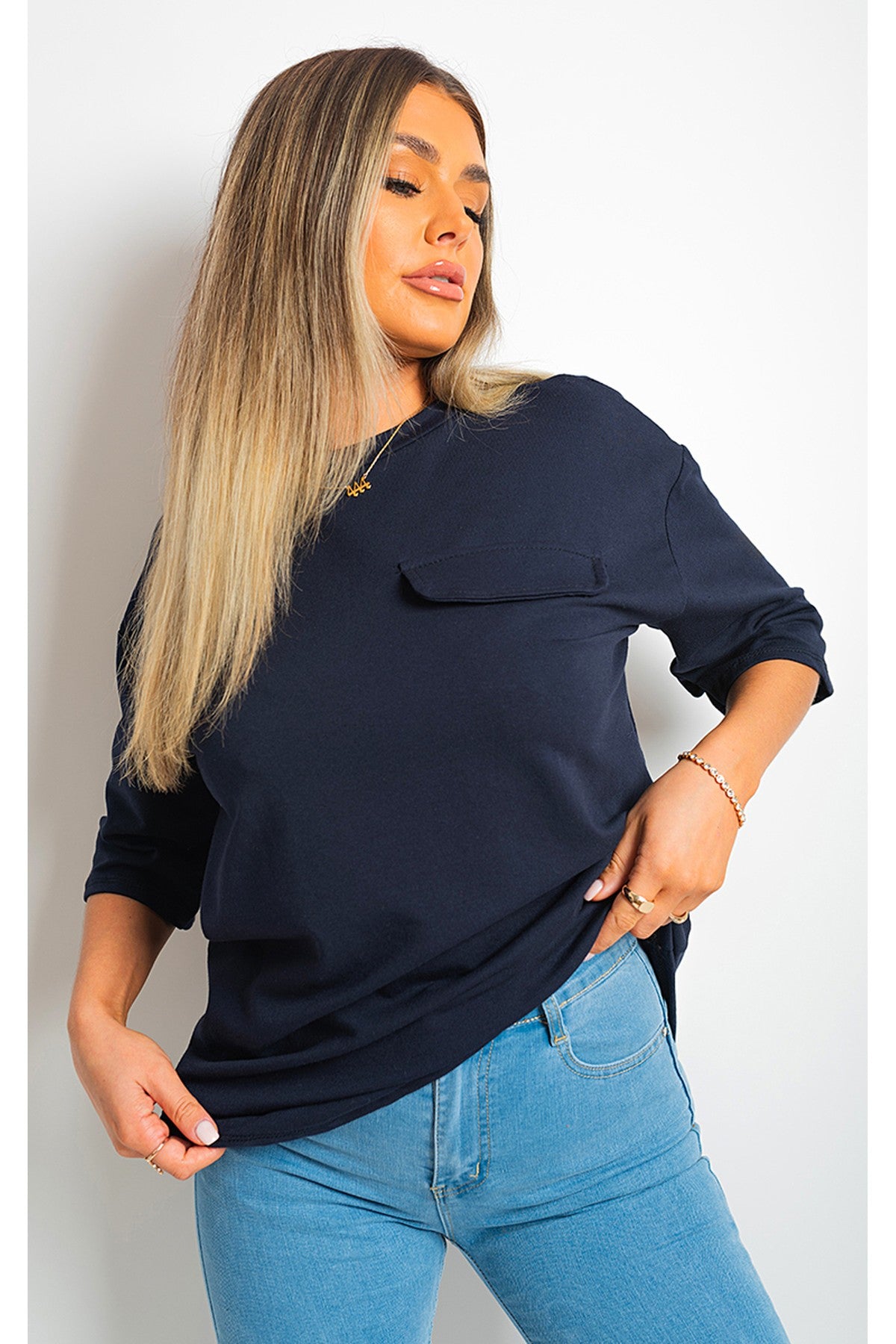 Camryn Oversized Cargo T-Shirt - NAVY