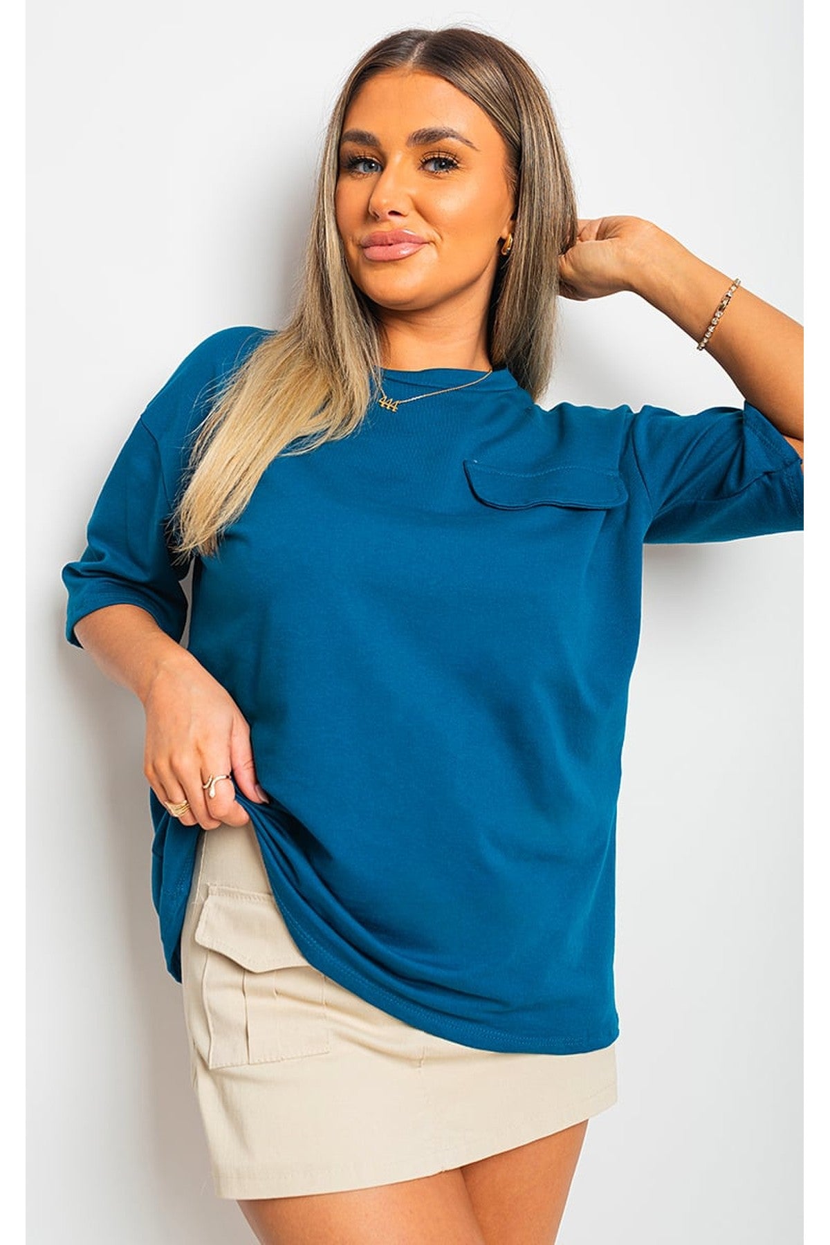 Camryn Oversized Cargo T-Shirt - TEAL