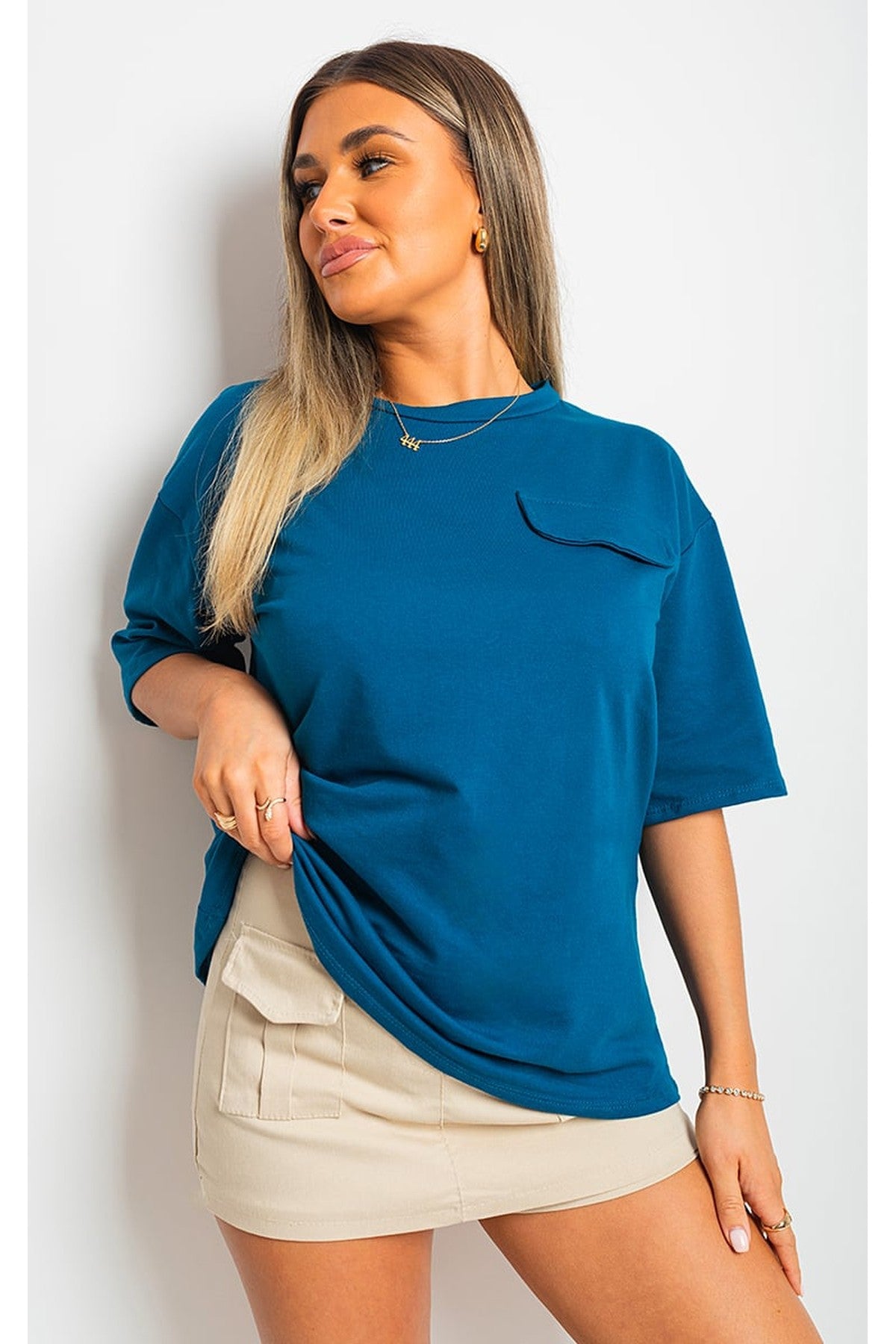Camryn Oversized Cargo T-Shirt - TEAL