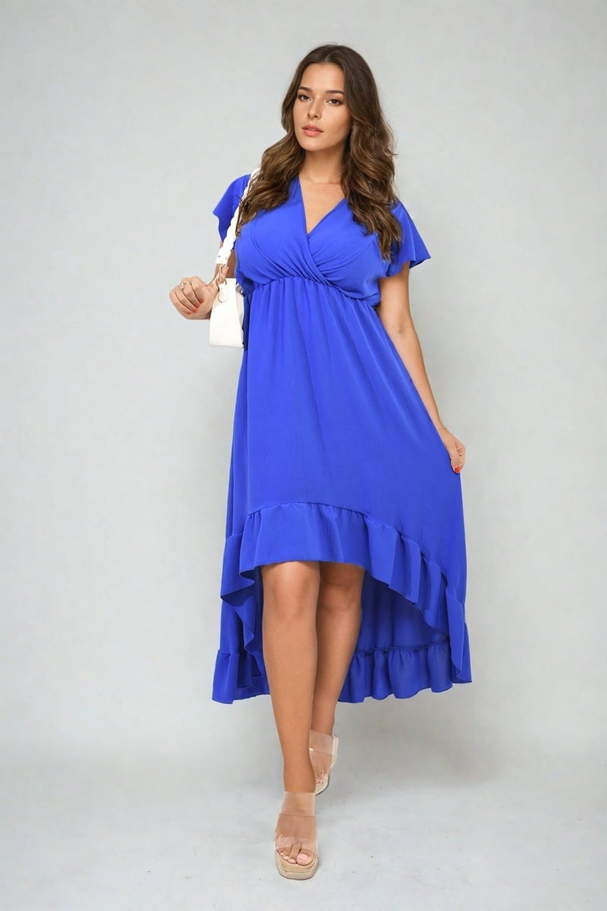 Catalina High Low Ruffle Hem Maxi Dress - ROYAL