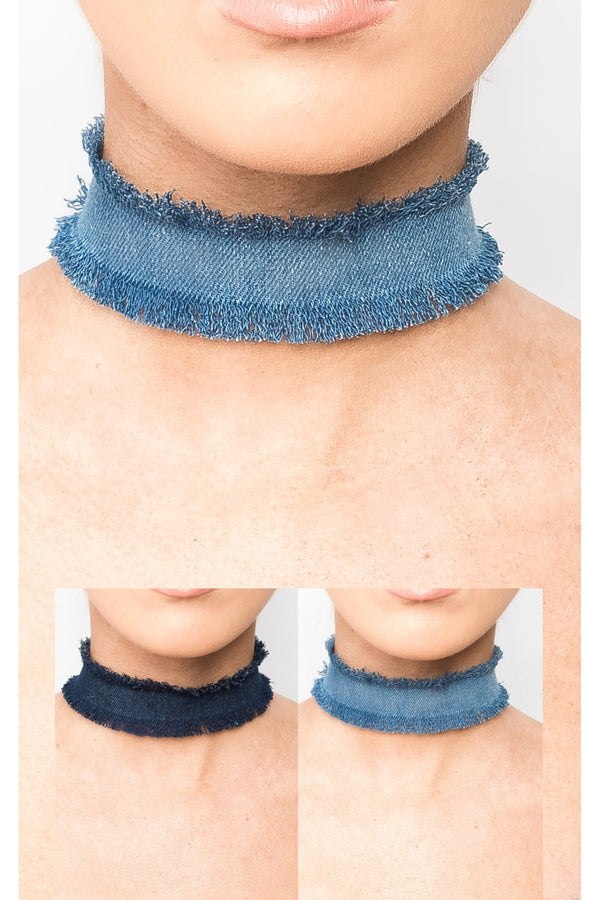 Connie Denim Choker - DENIM
