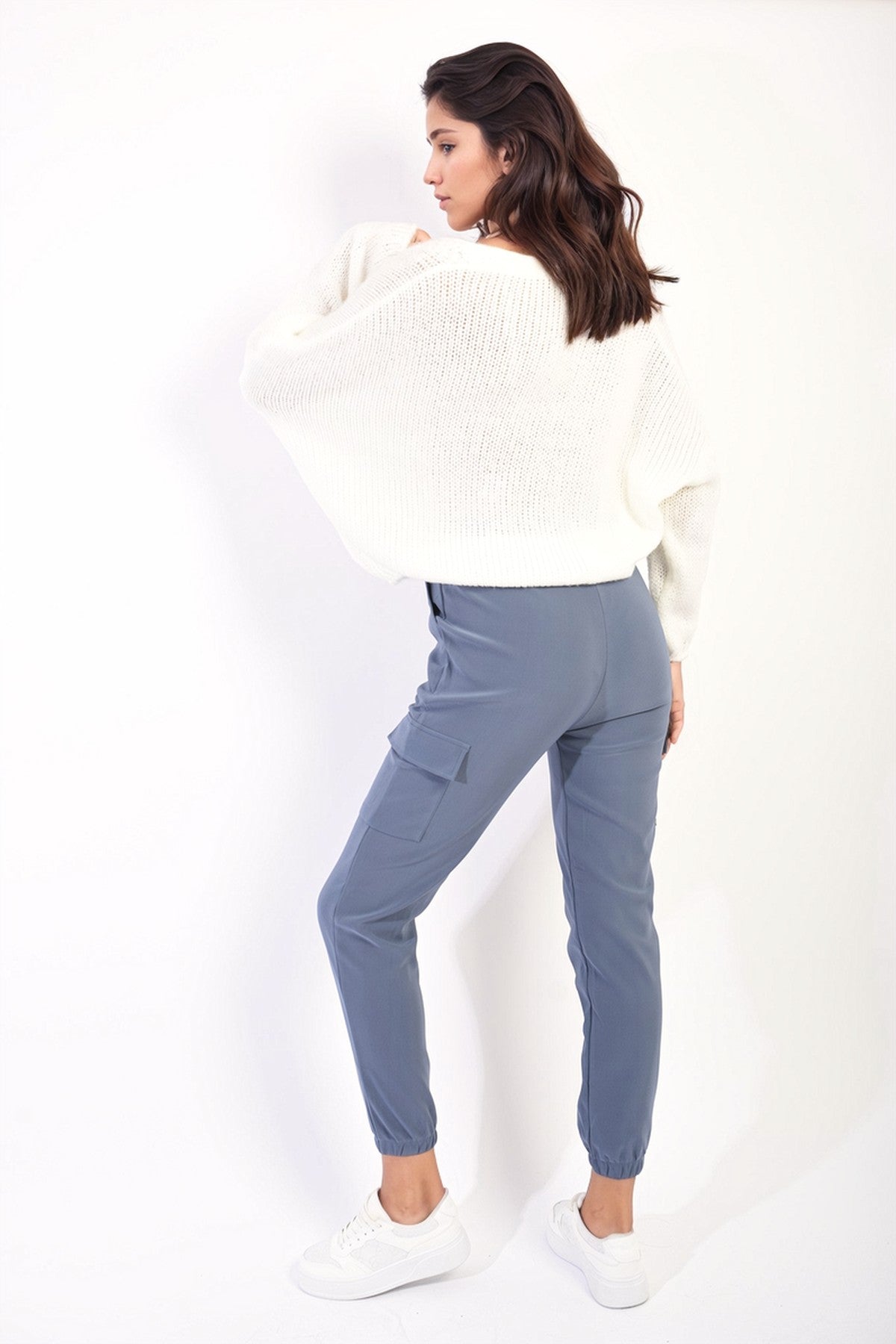 Eloisa Cargo Pocket Trouser With Drawstring - SKY BLUE