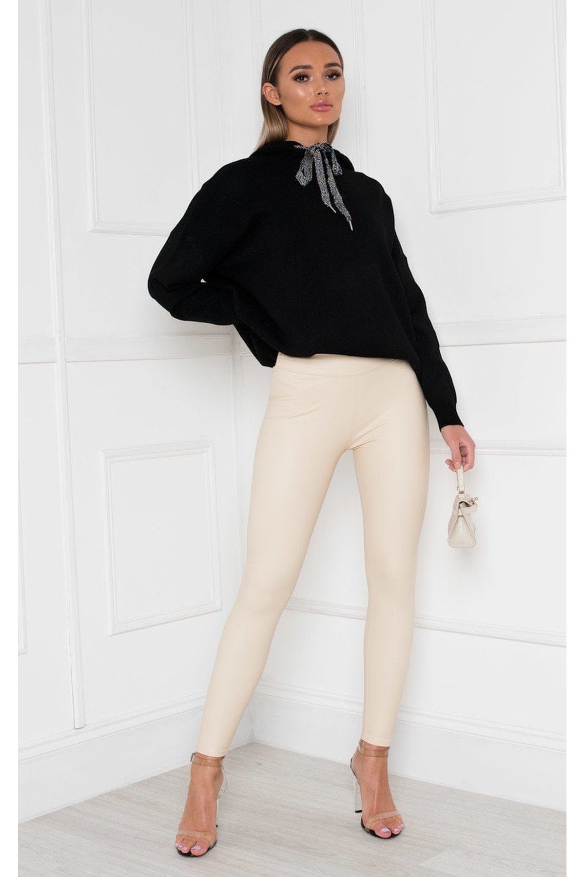 Eunice Faux Leather Leggings - BEIGE