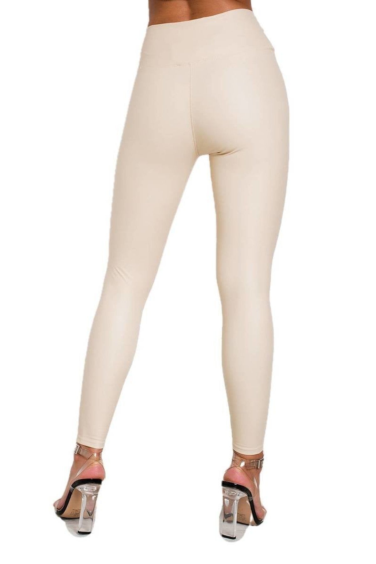 Eunice Faux Leather Leggings - BEIGE