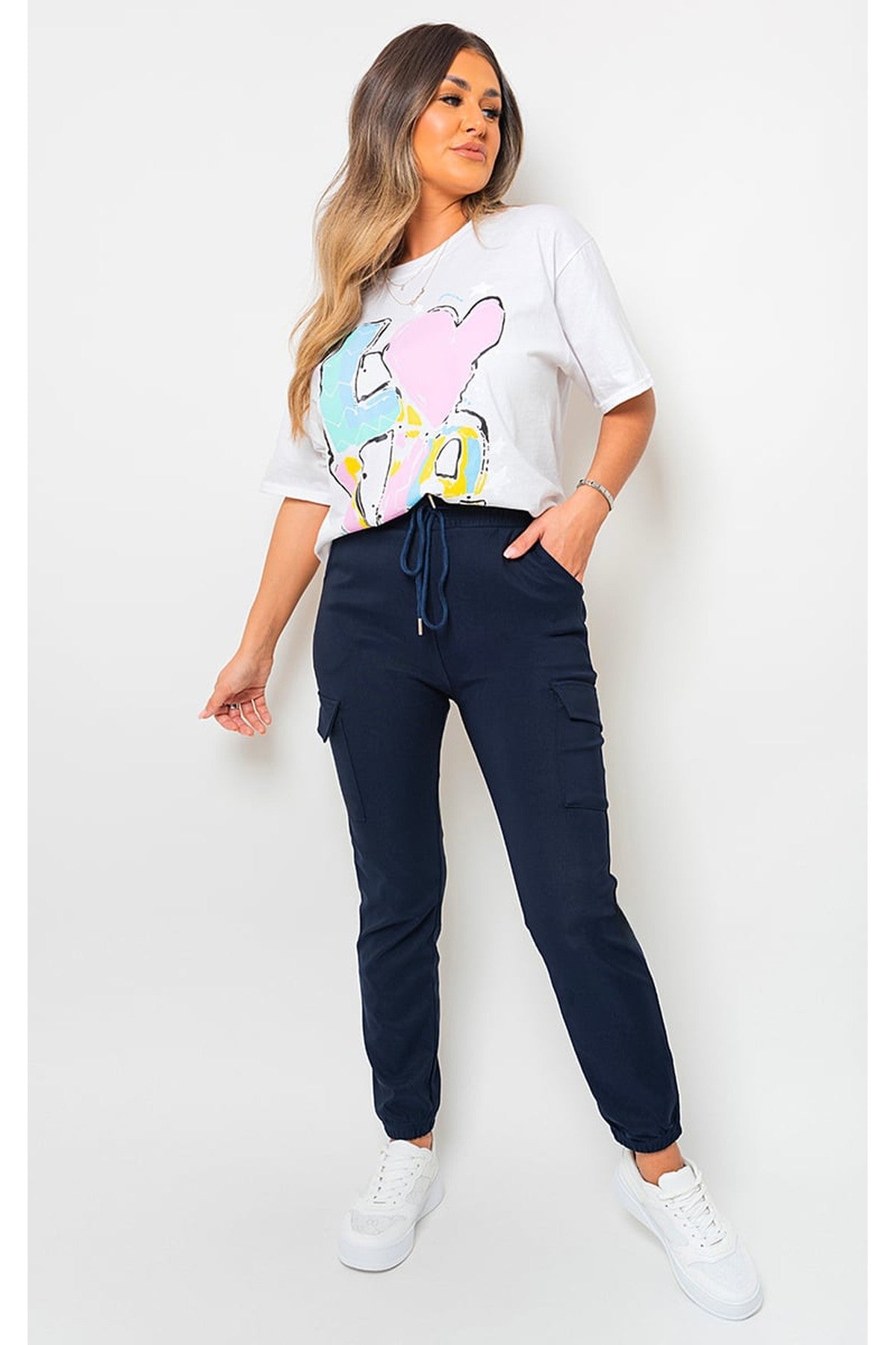 Frankie Cargo Pocket Trouser With Drawstring - NAVY