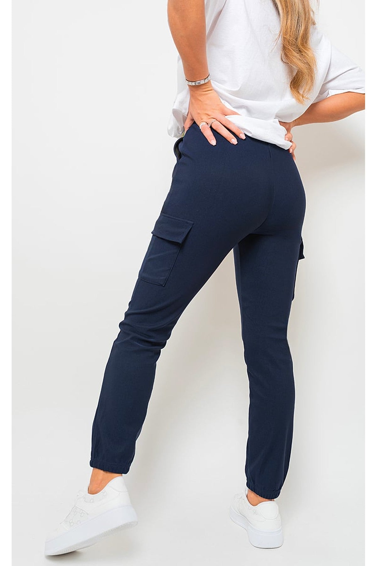 Frankie Cargo Pocket Trouser With Drawstring - NAVY