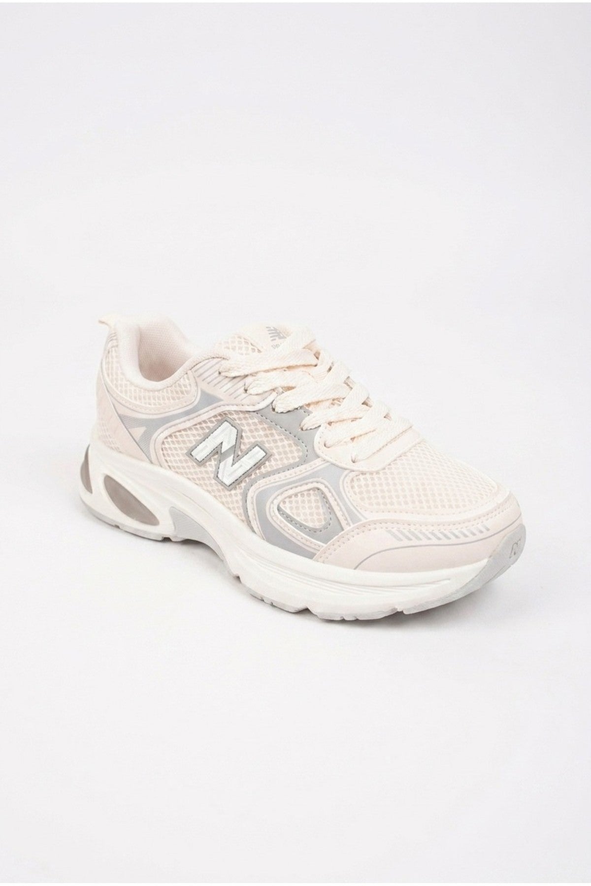 Harper Womens Chunky Sole Mesh Panel Trainers - Beige
