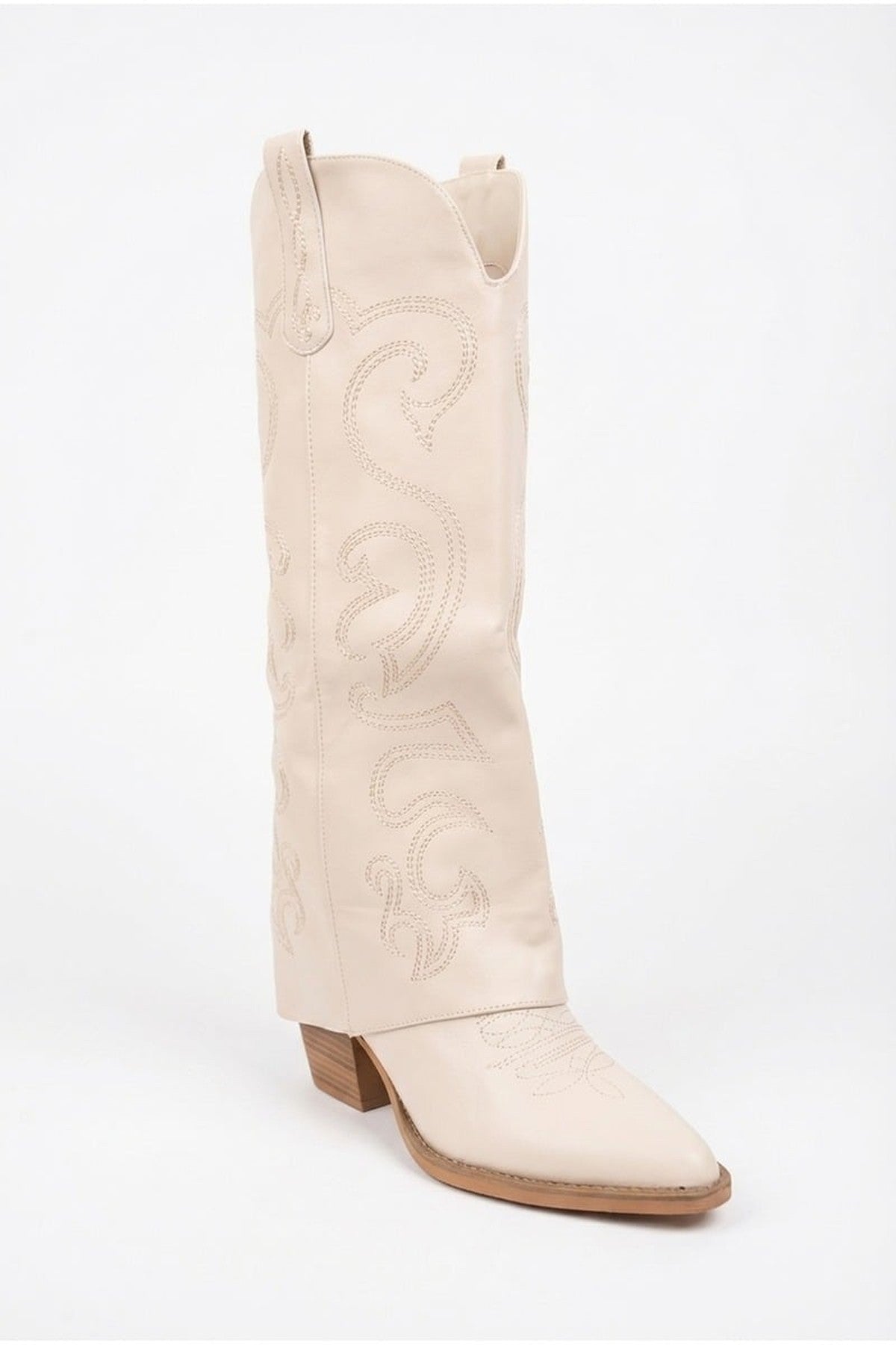 Ivy Womens Embroidered Western Cowboy Boots - Beige