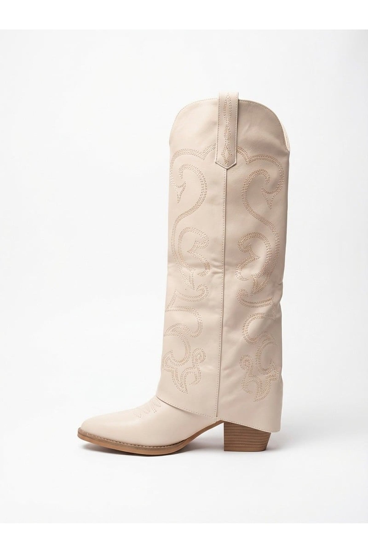 Ivy Womens Embroidered Western Cowboy Boots - Beige