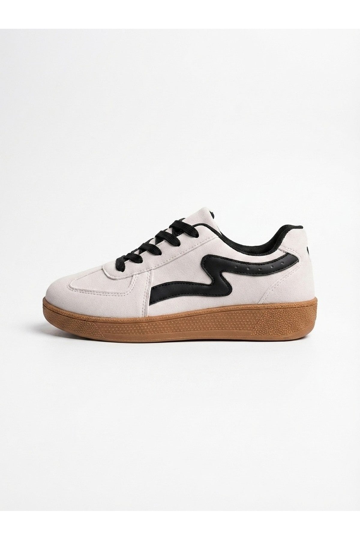 Poppy Womens Retro Stripe Gum Sole Trainers - White