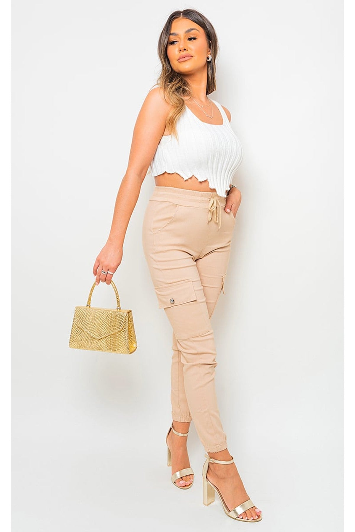 Sylvie Pocket Side Cargo Trouser - CAMEL