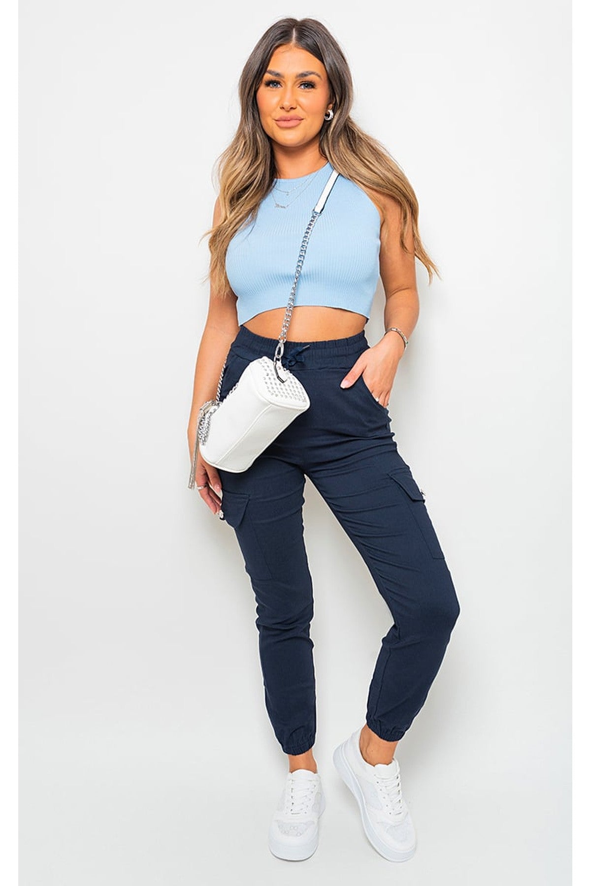 Sylvie Pocket Side Cargo Trouser - NAVY