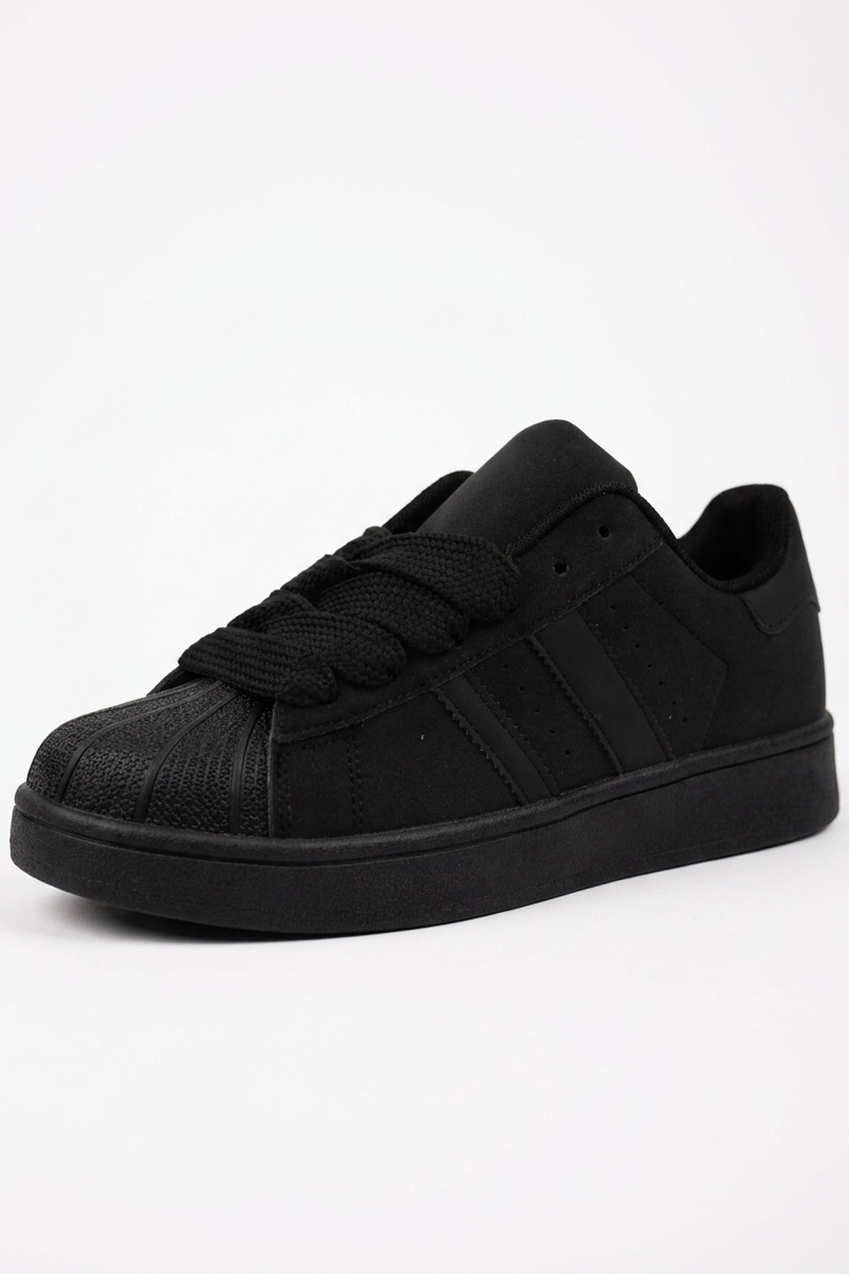 Maud Faux Suede Stripe Trainers - Black