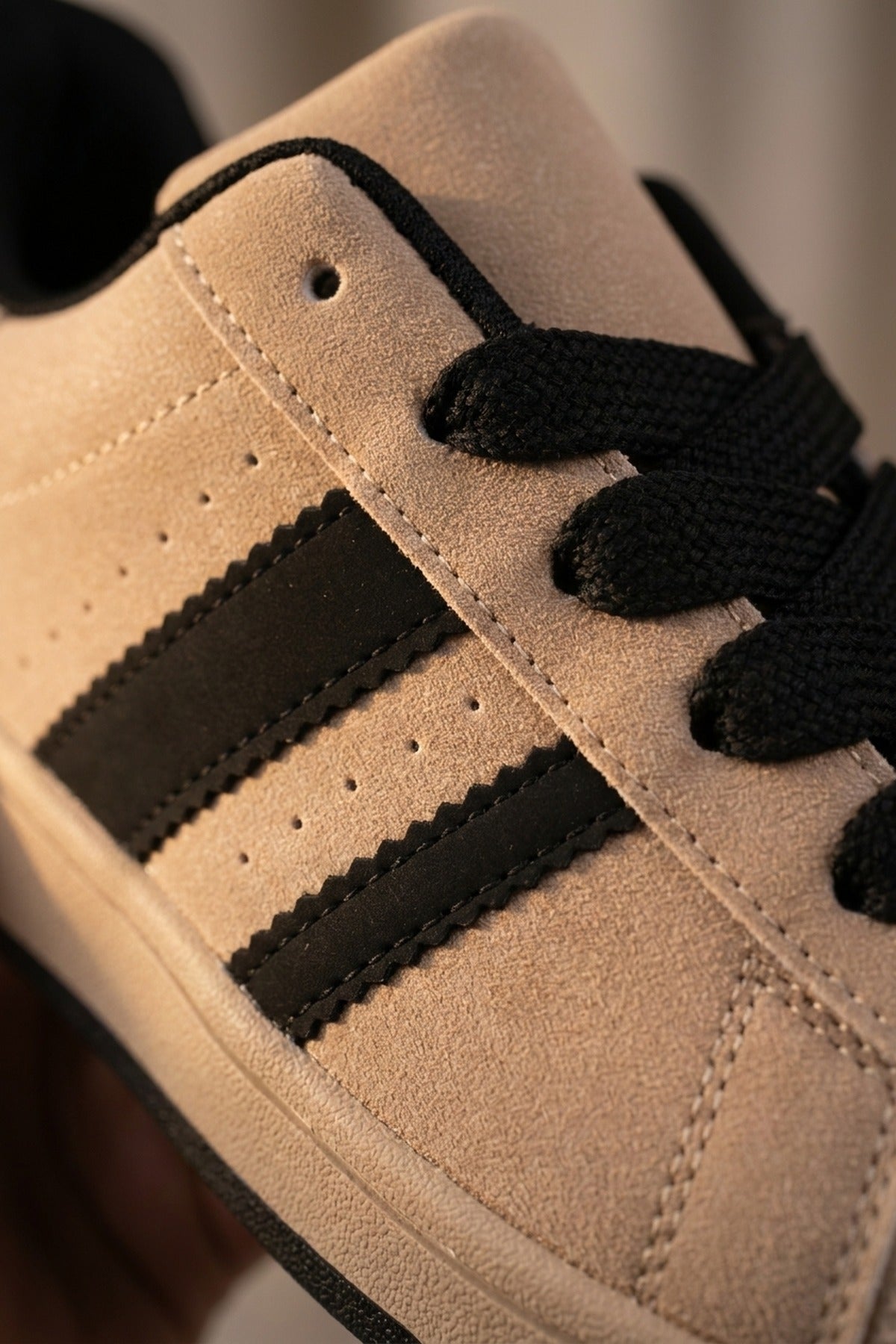 Maud Faux Suede Stripe Trainers - Khaki