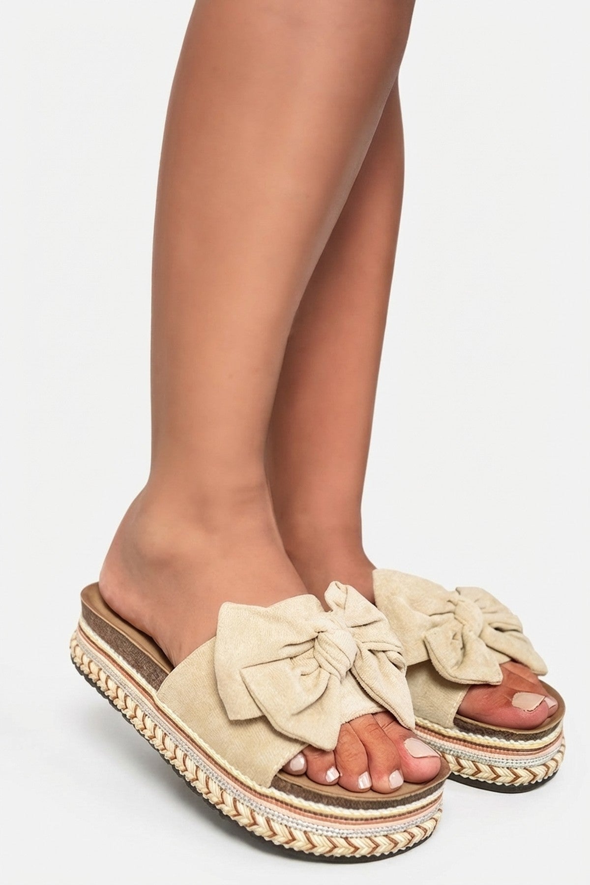 Abigail Platform Wedge Heel Sandals - Beige_wb