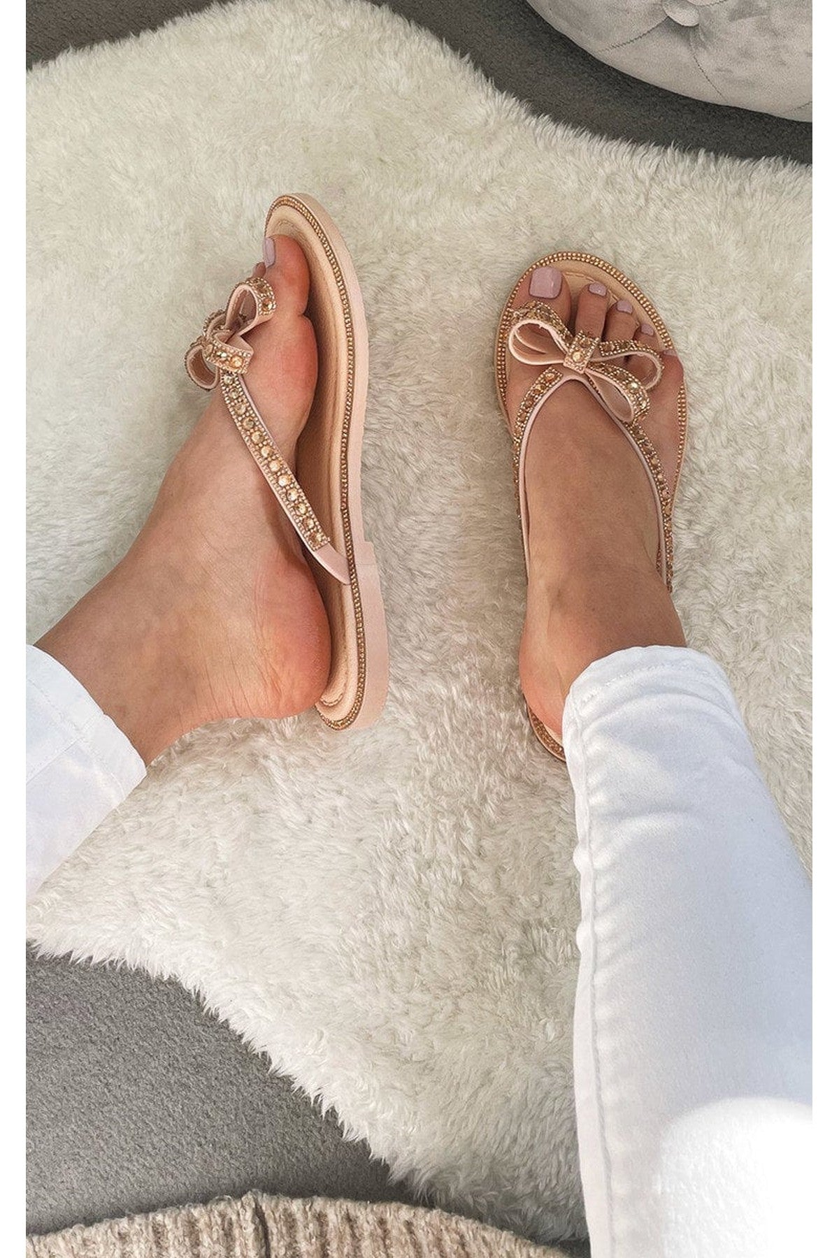 Alta Bow Detail Sandals - Nude