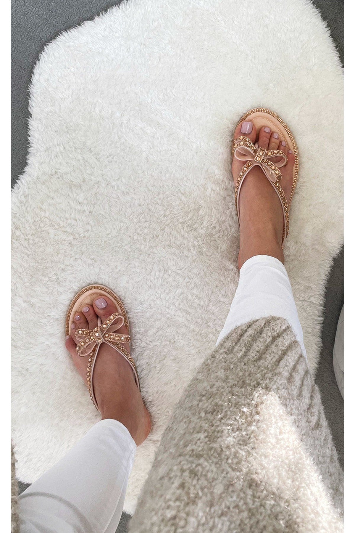 Alta Bow Detail Sandals - Nude