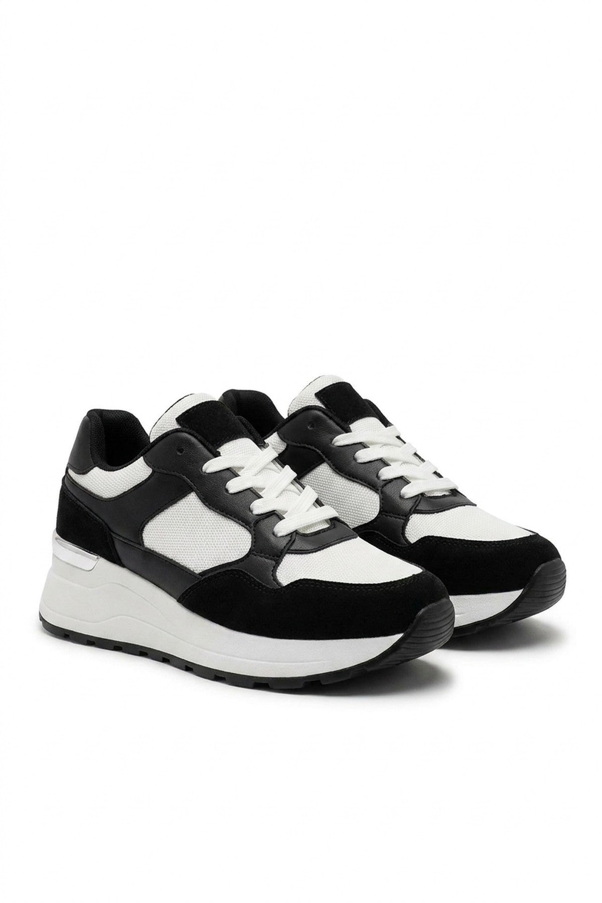Amber Womens Chunky Platform Trainers - Black_wb