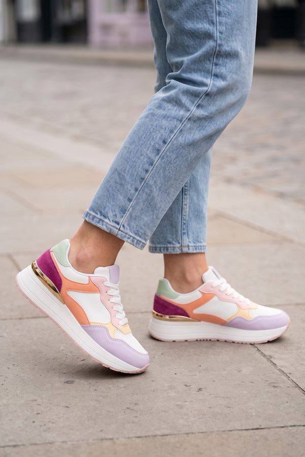 Amber Womens Chunky Platform Trainers - Pink