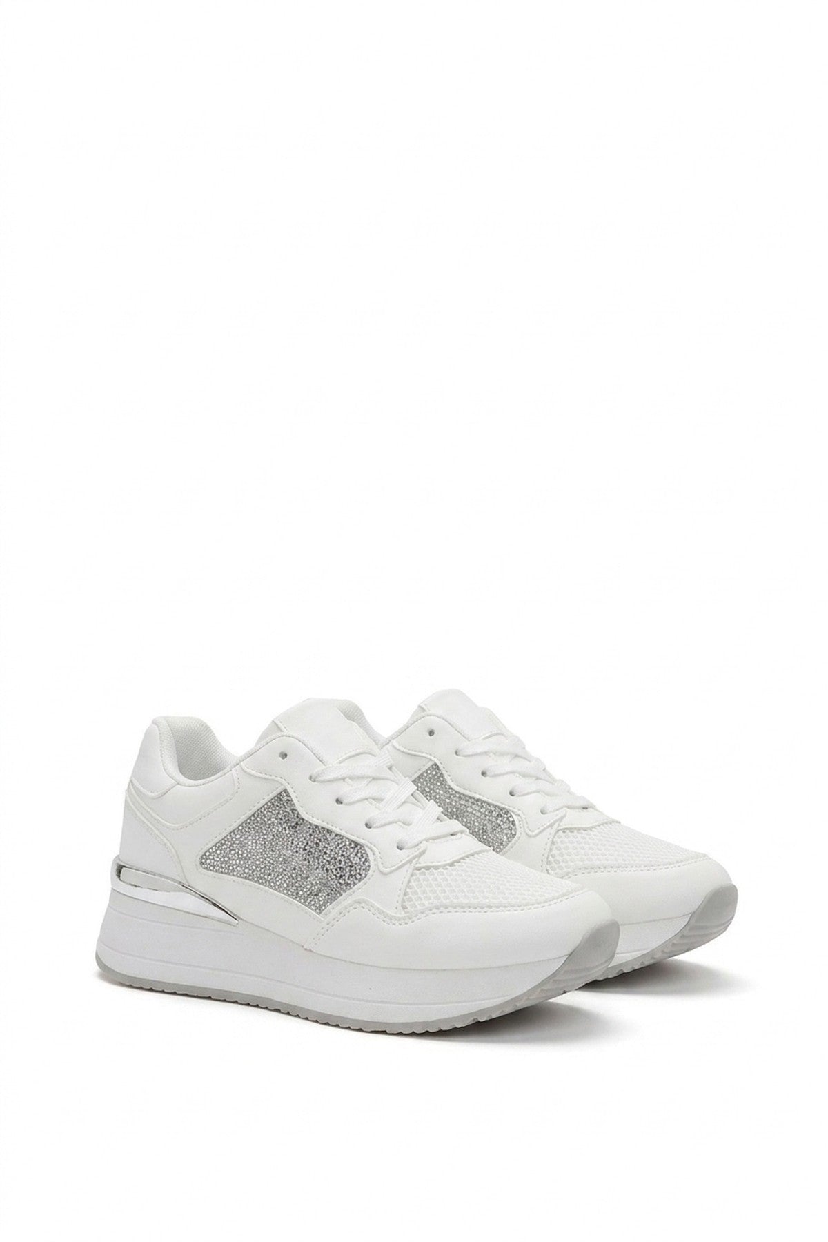 Amber Womens Chunky Platform Trainers - White_wb