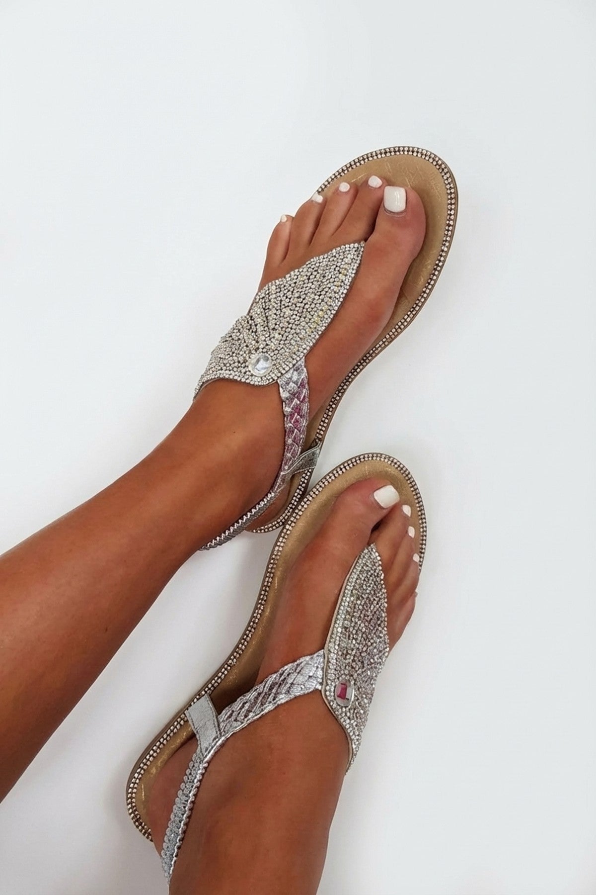 Orlagh Diamante Embellished Sandals - Silver