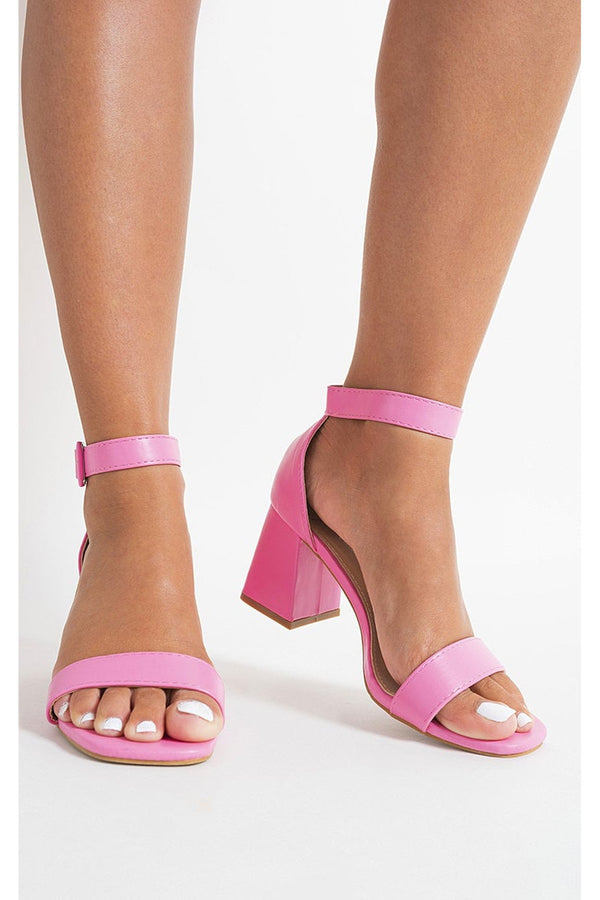 Amira Chunky Heeled Ankle Strap Sandals - Fuschia